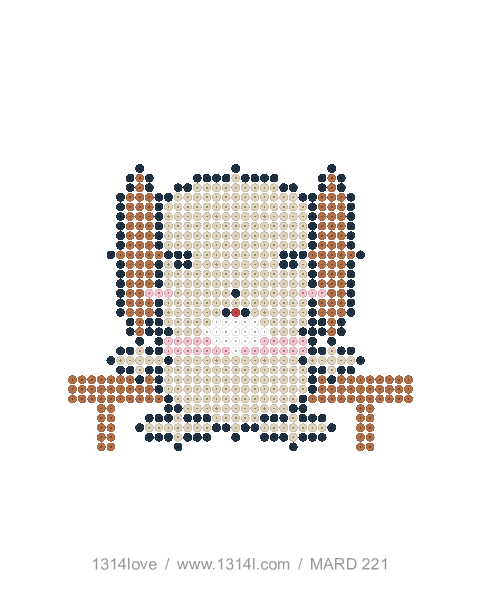 垂耳犬的甜点时间拼豆图纸，40×44格