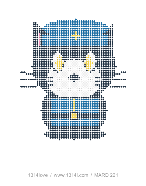 黑猫警长 · 森林巡逻拼豆图纸，64×72格