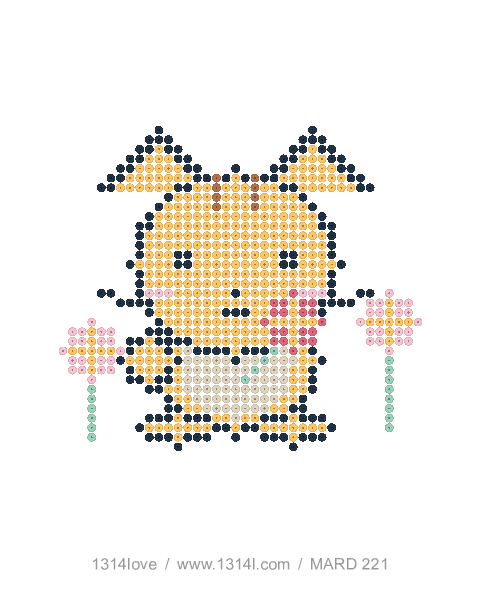 猫咪的花园散步拼豆图纸，40×44格