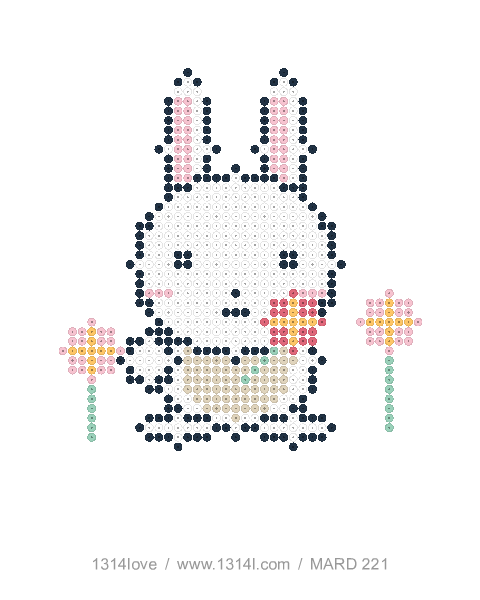 长耳兔的花园散步拼豆图纸，40×44格