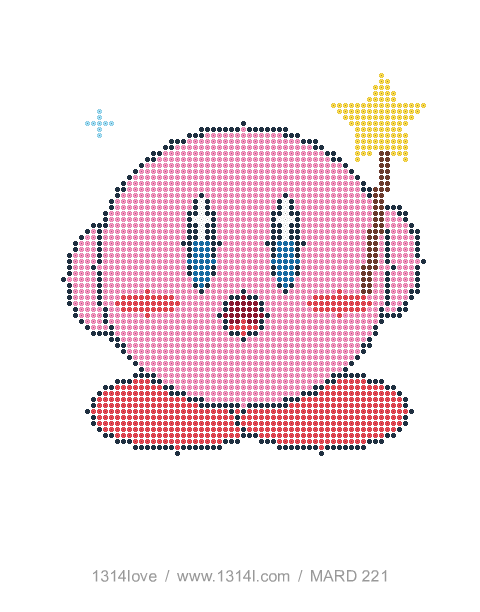 星之卡比 · 星星魔杖拼豆图纸，64×72格