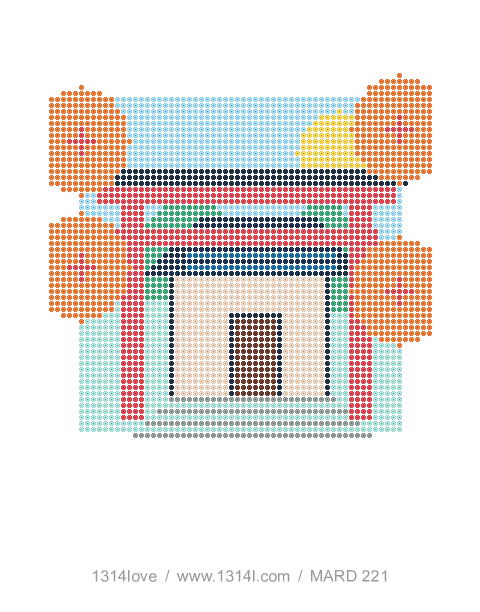 山间神社 · 秋日石阶拼豆图纸，64×72格