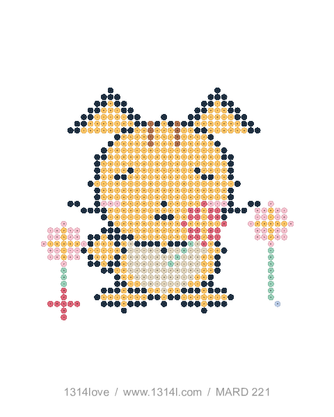 猫咪的花园散步 · 微笑拼豆图纸，40×44格