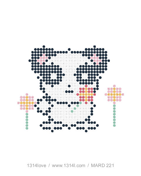 熊猫的花园散步拼豆图纸，40×44格