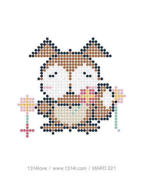 小狐狸的花园散步 · 微笑拼豆图纸，40×44格