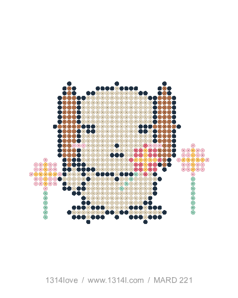 垂耳犬的花园散步拼豆图纸，40×44格