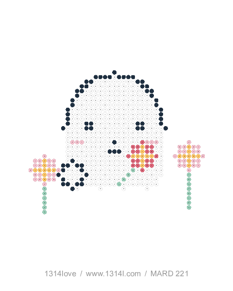云朵精灵的花园散步拼豆图纸，40×44格
