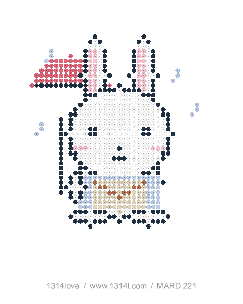 长耳兔的雨天来信拼豆图纸，40×44格