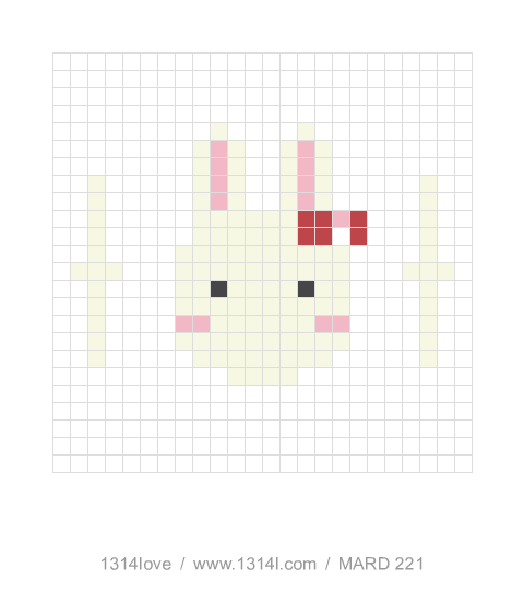 长耳兔小挂件 · 双叶拼豆图纸，24×24格