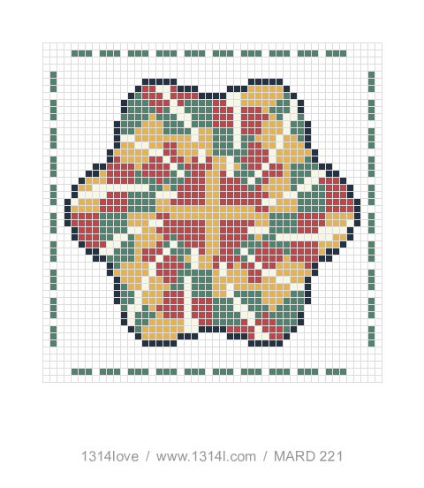 八角锦 · 日光锦拼豆图纸，48×48格