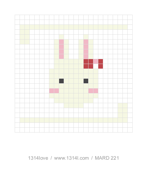 长耳兔小挂件 · 丝带拼豆图纸，24×24格