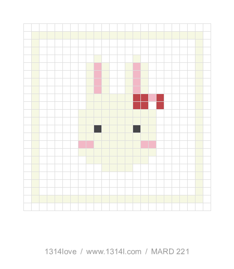 长耳兔小挂件 · 方框拼豆图纸，24×24格