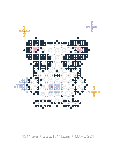 熊猫的星空旅行拼豆图纸，40×44格