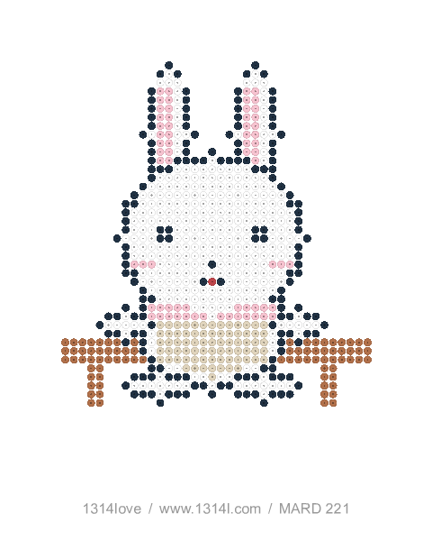 长耳兔的甜点时间拼豆图纸，40×44格