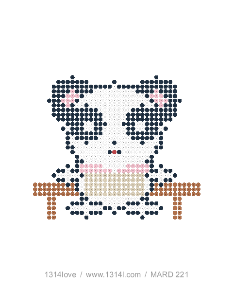 熊猫的甜点时间拼豆图纸，40×44格
