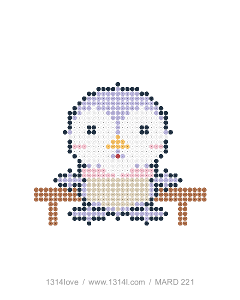 猫头鹰的甜点时间拼豆图纸，40×44格